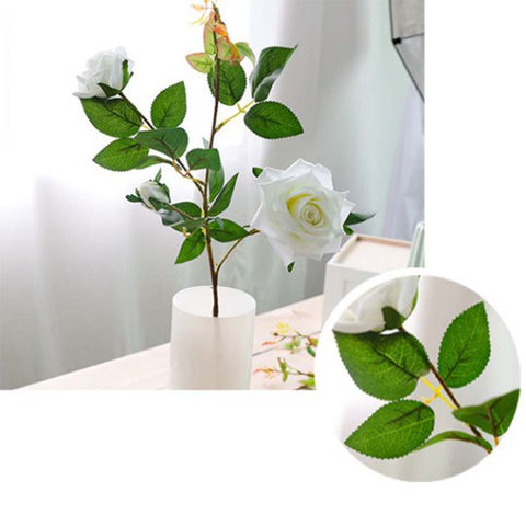 12 Heads Artificial Silk Rose Bouquet White