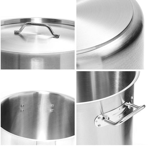 50L Stainless Steel Stock Pot with One Steamer Rack
