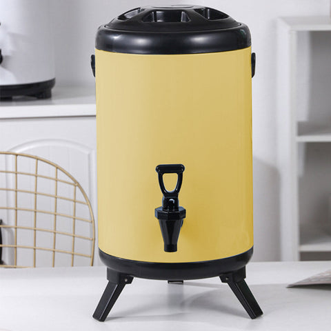16L Stainless Steel Milk Tea Barrel with Faucet Yellow