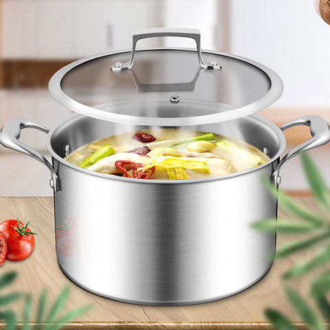 28cm Stainless Steel Soup Pot with Glass Lid