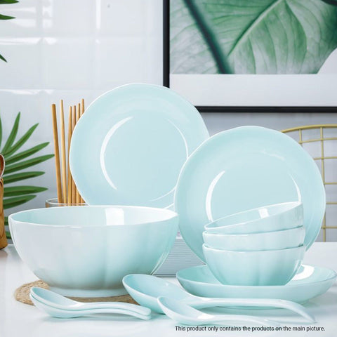 Light Blue Ceramic Dinnerware Set of 12