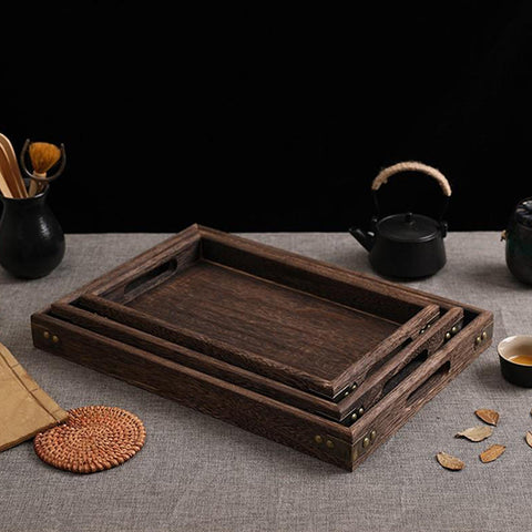 Small Walnut Rectangle Wooden Tray