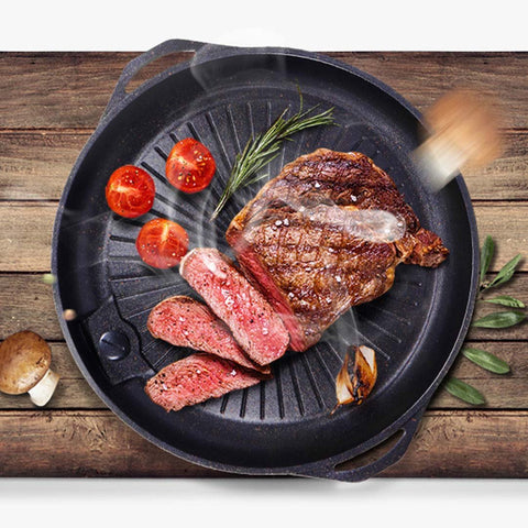 Portable BBQ Butane Gas Stove Non-Stick Grill Round Plate