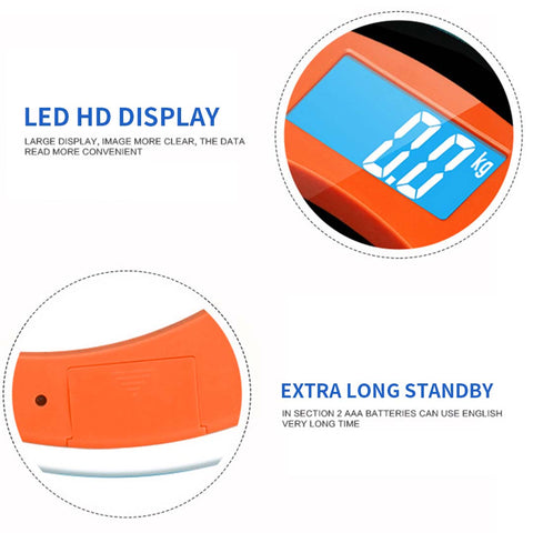 180kg Digital Glass LCD Scales Round Orange
