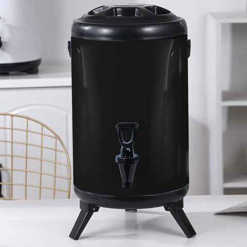 14L Stainless Steel Milk Tea Barrel with Faucet Black