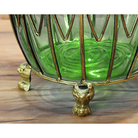 51cm Green Glass Floor Vase with 12pcs Pink Artificial Flower Set