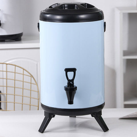 14L Stainless Steel Milk Tea Barrel with Faucet White
