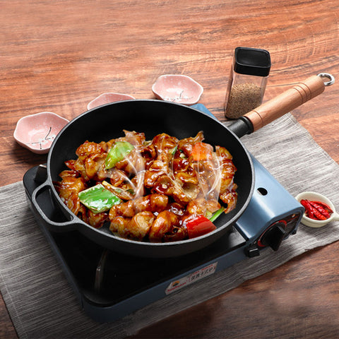 27cm Round Cast Iron Frying Pan Skillet with Helper Handle
