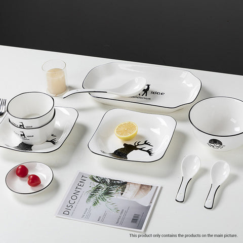 White Antler Printed Ceramic Dinnerware Set of 20