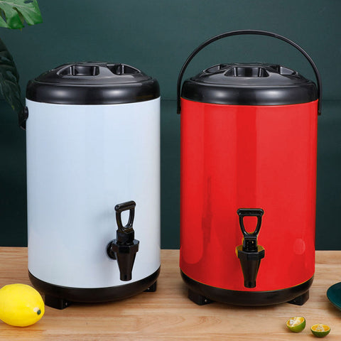 8L Stainless Steel Milk Tea Barrel with Faucet Red