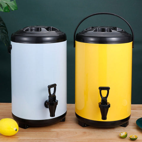 10L Stainless Steel Milk Tea Barrel with Faucet Yellow