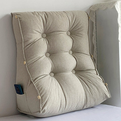 60cm White Wedge Lumbar Pillow