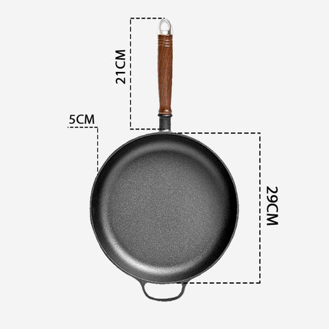 29cm Round Cast Iron Frying Pan Skillet with Helper Handle