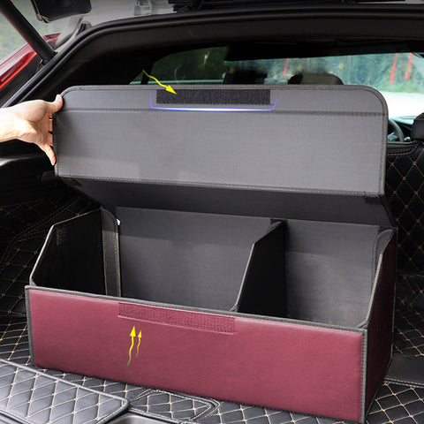 Leather Car Boot Foldable Trunk Cargo Organizer Box Red Medium