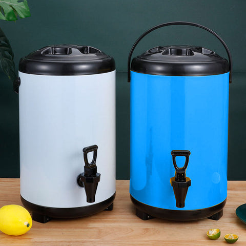 8L Stainless Steel Milk Tea Barrel with Faucet Blue