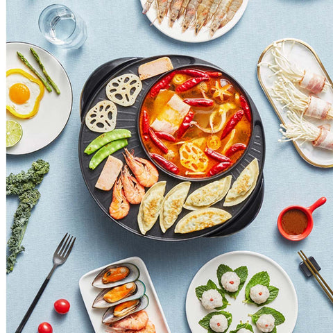 2 in 1 Electric Stone Coated Grill and Hotpot 3-5 Person