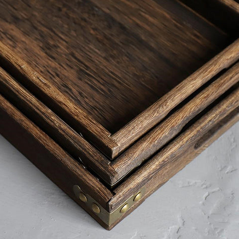 Small Walnut Rectangle Wooden Tray