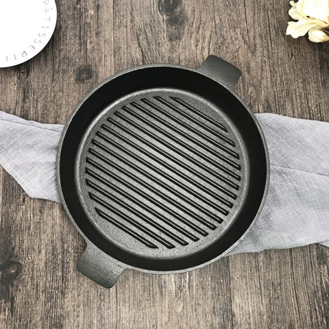 26cm Round Ribbed Cast Iron with Handle