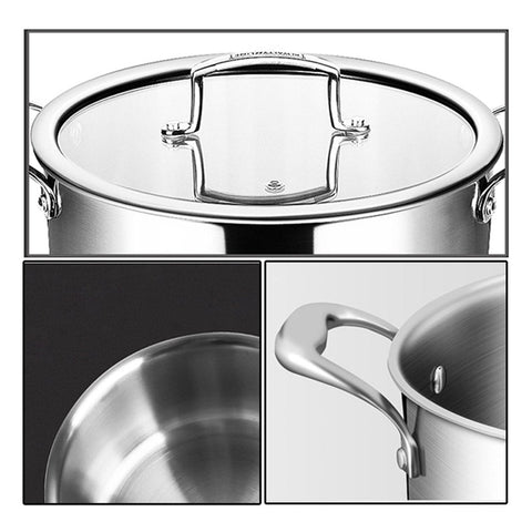 20cm Stainless Steel Soup Pot with Glass Lid