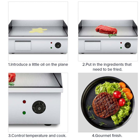 2200W Electric Stainless Steel Flat Griddle