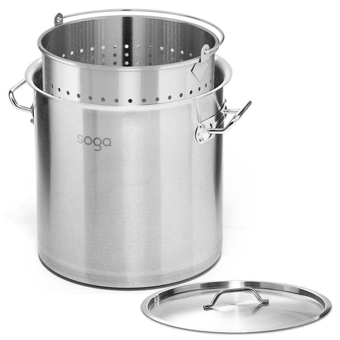33L 18/10 Stainless Steel Stockpot with Perforated Pasta Strainer