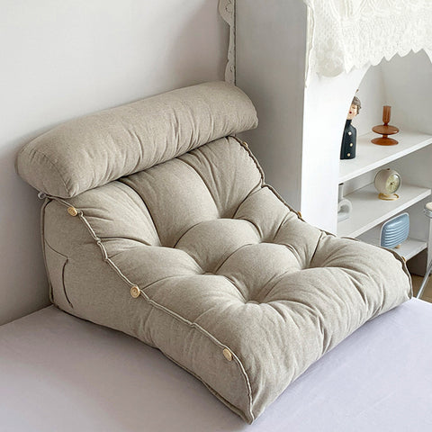 60cm White Wedge Lumbar Pillow