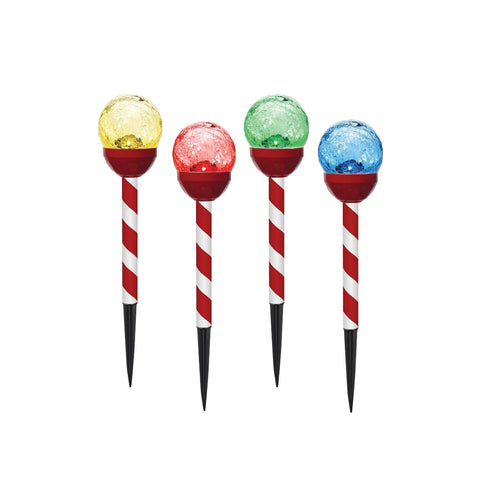 Christmas By Sas 24PCE Solar Candy Cane Stakes With Crackle Balls LED 35cm
