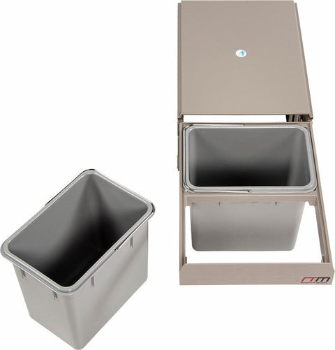 Set of 2 15L Pull Out Trash Bin Dual Kitchen Garbage Waste Basket Cabinet Bin