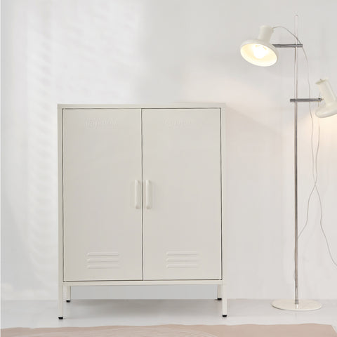 ArtissIn Sweetheart Metal Locker Storage Shelf Shoe Cabinet Buffet Sideboard White
