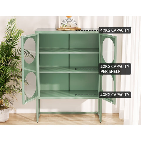 ArtissIn Buffet Sideboard Metal Locker Display Shelves Cabinet Storage Green