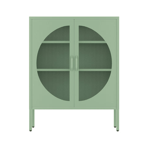 ArtissIn Buffet Sideboard Metal Locker Display Cabinet Storage Shelves Green