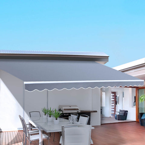 Instahut Retractable Folding Arm Awning Motorised Sunshade 3X2.5M PearlGrey