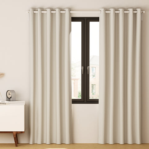 Artiss 2X Blockout Curtains Blackout Window Curtain Eyelet 140x230cm Beige