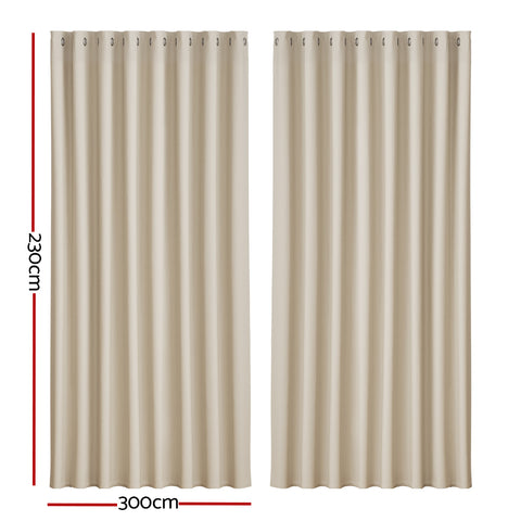 Artiss 2X Blockout Curtains Blackout Window Curtain Eyelet 240x230cm Beige