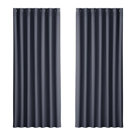 Artiss 2X Blockout Curtains Blackout Window Curtain Eyelet 240x230cm Charcoal