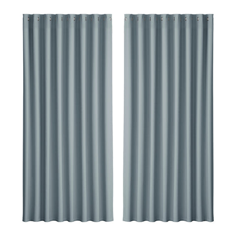 Artiss 2X Blockout Curtains Blackout Window Curtain Eyelet 300x230cm Grey