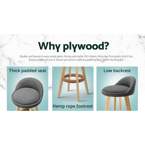 Artiss Set of 2 Fabric Backrest Bar Stools - Grey