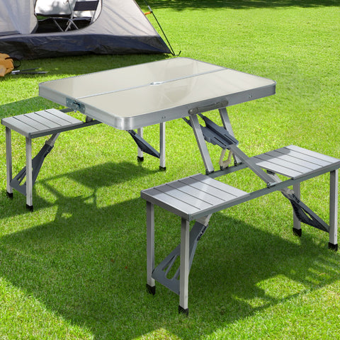 Weisshorn Camping Table with Chairs Folding Outdoor Picnic Beach BBQ 85CM