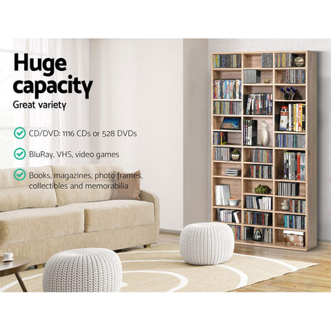 DVD/CD & Book Storage Shelf Media Rack Stand Unit Oak