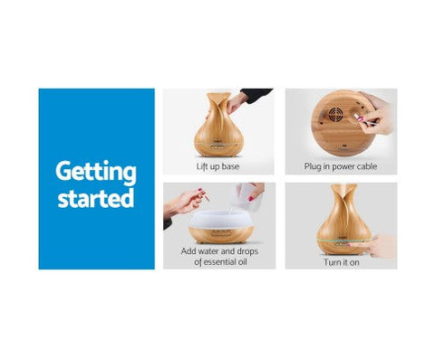 Devanti 400ml 4 in 1 Aroma Diffuser remote control - Light Wood