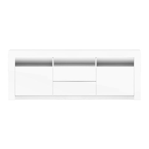 Artiss TV Cabinet Entertainment Unit Stand RGB LED Gloss Drawers 160cm White