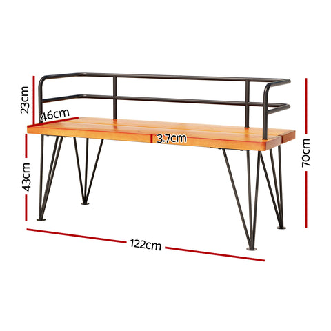 Gardeon Outdoor Garden Bench Lounge Chair Wooden Steel 3 Seater Patio Furniture