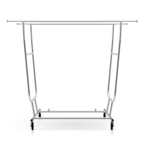 6FT Garment Rack Double Rail Commercial Clothes Rolling Collapsible Hanger Stand