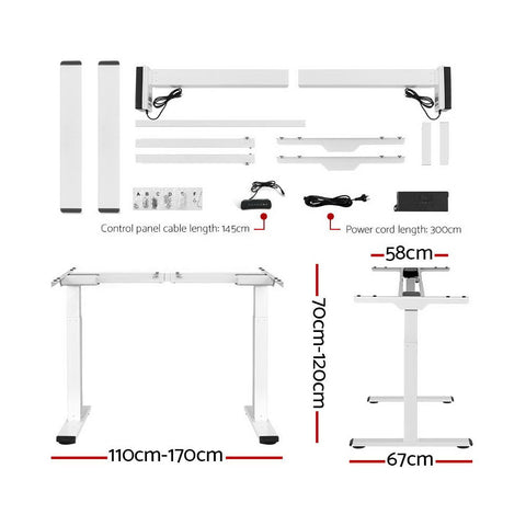 Artiss Standing Desk Electric Adjustable Sit Stand Desks White Black 140cm