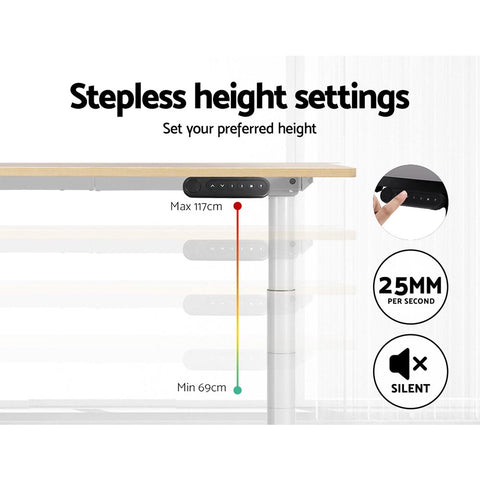 Artiss Electric Standing Desk Height Adjustable Sit Stand Desks White Oak 140cm