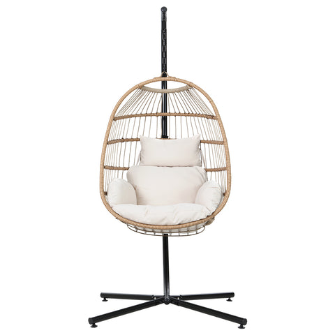 Gardeon Egg Swing Chair Hammock With Stand Outdoor Furniture Hanging Wicker Seat