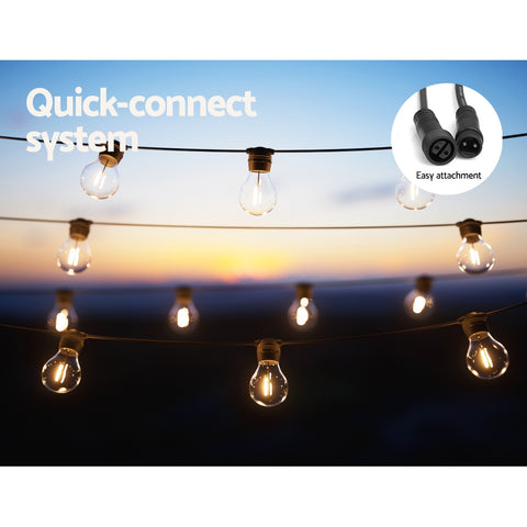 Jingle Jollys 23m Festoon Lights Solar LED String Light Outdoor Christmas Party