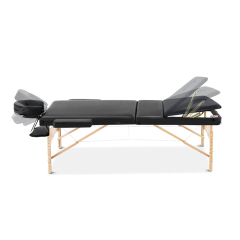 Zenses 3 Fold Portable Wood Massage Table - Black