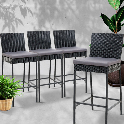 Gardeon Outdoor Bar Stools Dining Chairs Rattan Furniture X4