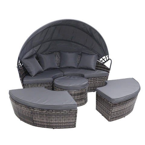 Outdoor Lounge Setting Patio Furniture Sofa Wicker Rattan Garden Set Table Grey